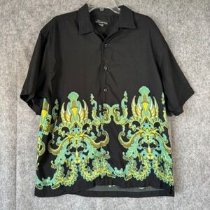 Y2K No Boundaries Button Down Shirt All Over Print Grunge Mens Large Goth‎ Rave
